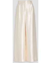Jonathan Simkhai - Hose "malcolm" mit weitem bein aus satin mit falten und metallic-effekt - Lyst