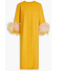 16Arlington - Billie Feather-embellished Cotton-blend Midi Dress - Lyst