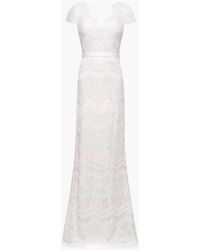 Catherine Deane Open-back Embroidered Lace Bridal Gown - White
