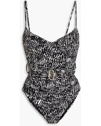 Jonathan Simkhai - Noa Belted Printed Underwired Swimsuit - Lyst
