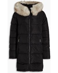 DKNY - Faux Fur-trimmed Quilted Shell Hooded Coat - Lyst