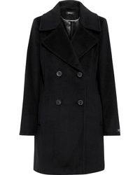 DKNY Double-breasted Belted Wool-blend Felt Coat - Black