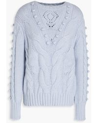 Autumn Cashmere - Pompom-embellished Cable-knit Cashmere Sweater - Lyst