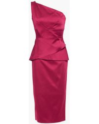 Roland Mouret - Plissiertes kleid aus satin mit asymmetrischer schulterpartie - Lyst