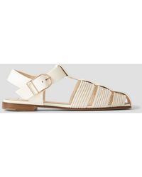 Gabriela Hearst - Calla Striped Crochet-Knit And Leather Sandals - Lyst