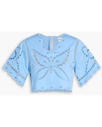 Claudie Pierlot - Cropped Broderie Anglaise Cotton Top - Lyst