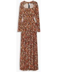 Victoria Beckham - Maxikleid aus jersey mit floralem print und cut-outs - Lyst