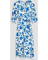 Diane von Furstenberg - Eloise Asymmetric Printed Crepe Midi Wrap Dress - Lyst