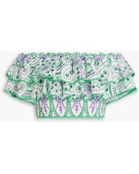 Charo Ruiz - Clara Cropped Off-The-Shoulder Broderie Anglaise Cotton-Blend Top - Lyst