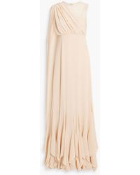 Mikael Aghal - Draped Lace-paneled Crepe Gown - Lyst