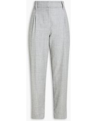 Brunello Cucinelli - Cropped karottenhose aus einer wollmischung mit metallic-effekt und falten - Lyst