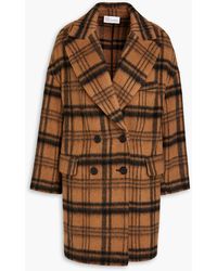 RED Valentino - Double-breasted Checked Brushed Wool-blend Felt Coat - Lyst