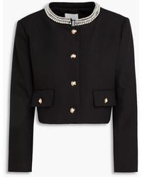 Sandro - Faux Pearl-Embellished Crepe Jacket - Lyst