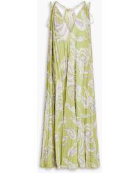 Emilio Pucci - Pleated Printed Chiffon Midi Dress - Lyst