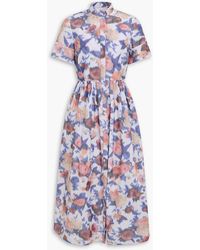 Erdem - Floral-print Cotton-blend Taffeta Midi Shirt Dress - Lyst
