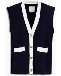 Sandro Myriam Two-tone Knitted Cardigan - Blue