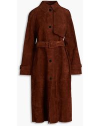 Theory - Belted Suede Trench Coat - Lyst