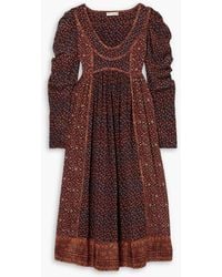 Ulla Johnson - Diann Gathered Printed Silk Crepe De Chine Midi Dress - Lyst
