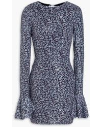 ROTATE BIRGER CHRISTENSEN - Open-Back Sequin-Embellished Floral-Print Mesh Mini Dress - Lyst