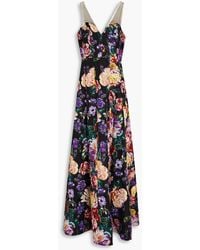 Marchesa - Tulle-trimmed Floral-jacquard Gown - Lyst