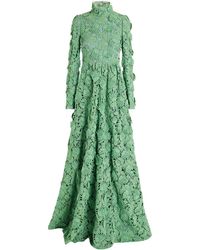Valentino Cutout Silk Macramé Lace Gown - Green
