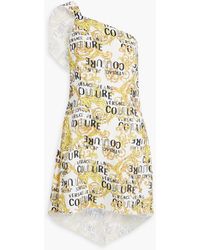 Versace - One-shoulder Printed Crepe Mini Dress - Lyst