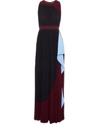 ROKSANDA - Draped Color-Block Plissé Crepe De Chine Gown - Lyst