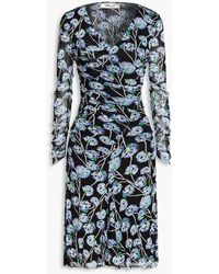 Diane von Furstenberg - Missy kleid aus stretch-mesh mit floralem print und raffungen - Lyst