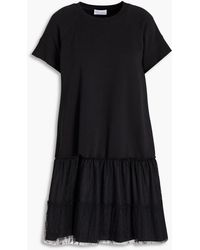 RED Valentino - Point D'esprit-paneled French Cotton-blend Terry Mini Dress - Lyst