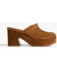 Gianvito Rossi - Lyss Suede Platform Clogs - Lyst