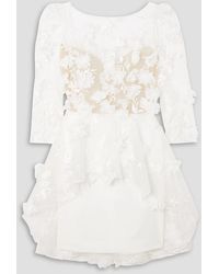 Rime Arodaky - Quilak rückenfreies minikleid aus besticktem tüll und crêpe mit applikationen - Lyst