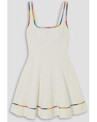STAUD - Wells Embroidered Perforated Swiss-dot Cotton-twill Mini Dress - Lyst