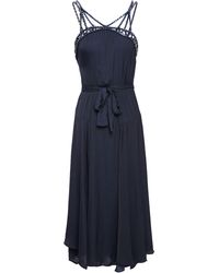 Maje Crystal-embellished Satin Midi Dress Midnight Blue