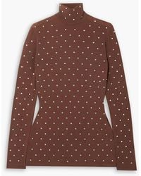 Rabanne - Haut Crystal-embellished Stretch-jersey Turtleneck Top - Lyst