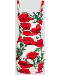 Dolce & Gabbana - Floral-print Silk-blend Crepe De Chine Mini Dress - Lyst