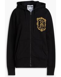Moschino - Embroidered French Cotton-terry Zip-up Hoodie - Lyst