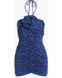 Magda Butrym - Ruched Polka-dot Stretch-jersey Halterneck Mini Dress - Lyst