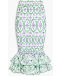 Charo Ruiz - Liliana Ruffled Broderie Anglaise Cotton-Blend Midi Skirt - Lyst