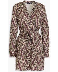 Veronica Beard - Georgia Belted Printed Cotton-mousseline Mini Shirt Dress - Lyst