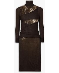 Victoria Beckham - Layered Sequined Tulle And Wool Turtleneck Dress - Lyst