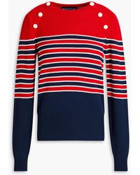 Boutique Moschino - Button-embellished Striped Cotton Sweater - Lyst