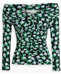 Diane von Furstenberg - Leia Off-the-shoulder Floral-print Stretch-jersey Top - Lyst
