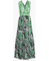 Diane von Furstenberg - Drew Tiered Snake-Print Mesh Maxi Dress - Lyst