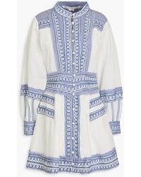 Veronica Beard - Pasha Pintucked Gingham Cotton And Linen-blend Mini Dress - Lyst
