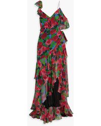 Carolina Herrera - Ruffled Floral-print Silk-chiffon Gown - Lyst
