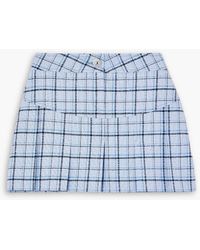 Alessandra Rich - Button-embellished Pleated Checked Wool-blend Tweed Mini Skirt - Lyst