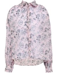 Maje Printed- Cotton Voile Shirt - Purple