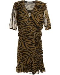 Veronica Beard - Dakota Wrap-effect Ruched Tiger-print Silk-chiffon Mini Dress - Lyst