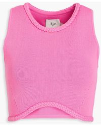 Aje. - Elm Cropped Knitted Top - Lyst