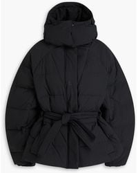 Ganni - Belted Quilted Seersucker Down Jacket - Lyst